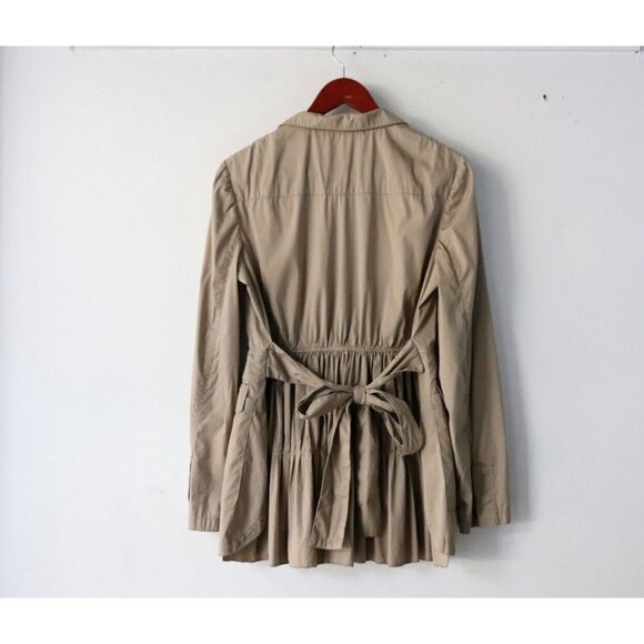 Prada Womens Size 44 Medium Beige Jacket Belted Cotton Button Down Collared Coat - Picture 7 of 9